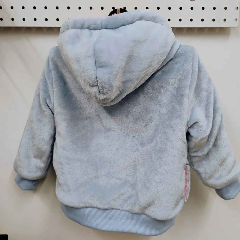 Disney Princess Jacket Coat Girls Toddler Hoodie Light Blue Gold Pink Sherpa  3T